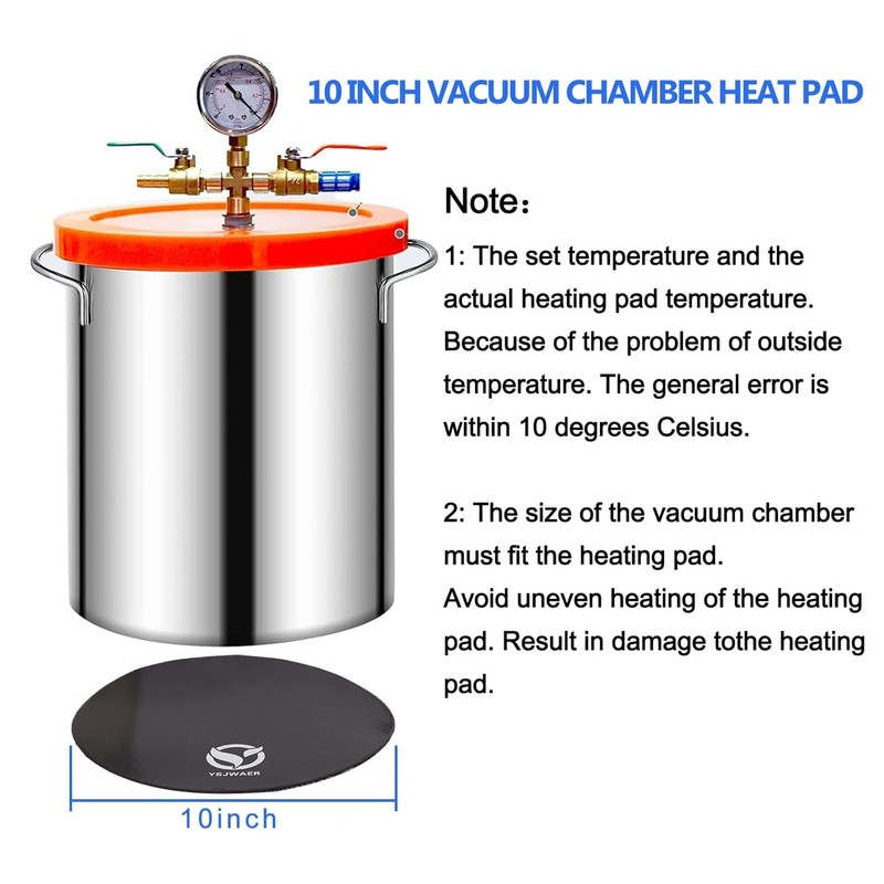 YSJWAER Vacuum Chamber Digital Heat-Pad - Stainless Steel Vac Kit