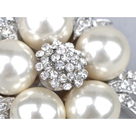 Unbranded Faux Pearl Clear Crystal Rhinestone Bridal Floral Costume Silver Tone Pin Brooch