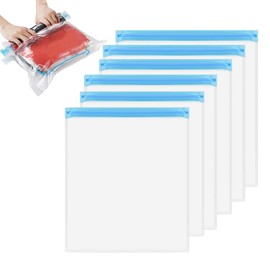 6 Stück Vakuumbeutel Set Reise, Vakuumbeutel für Kleidung, Dicht Vacuum Bags, Reise Kompressionsbeutel für Einrollen, Aufbewahrungsbeutel Vakuum, Wiederverwendbar Kleiderbeutel, Für Reisen/Rucksack