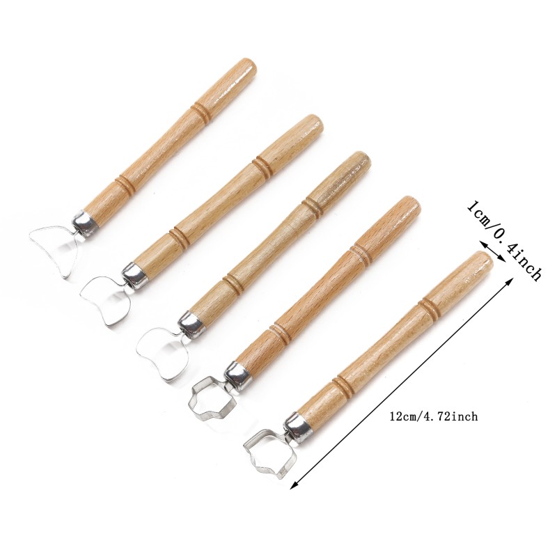 5-Piece Pottery Handle Making Tool Set with Wood Handles