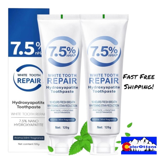 Abading 2 Pack Hydroxyapatite Toothpaste Enamel Protection Whitening Tooth Strengthening