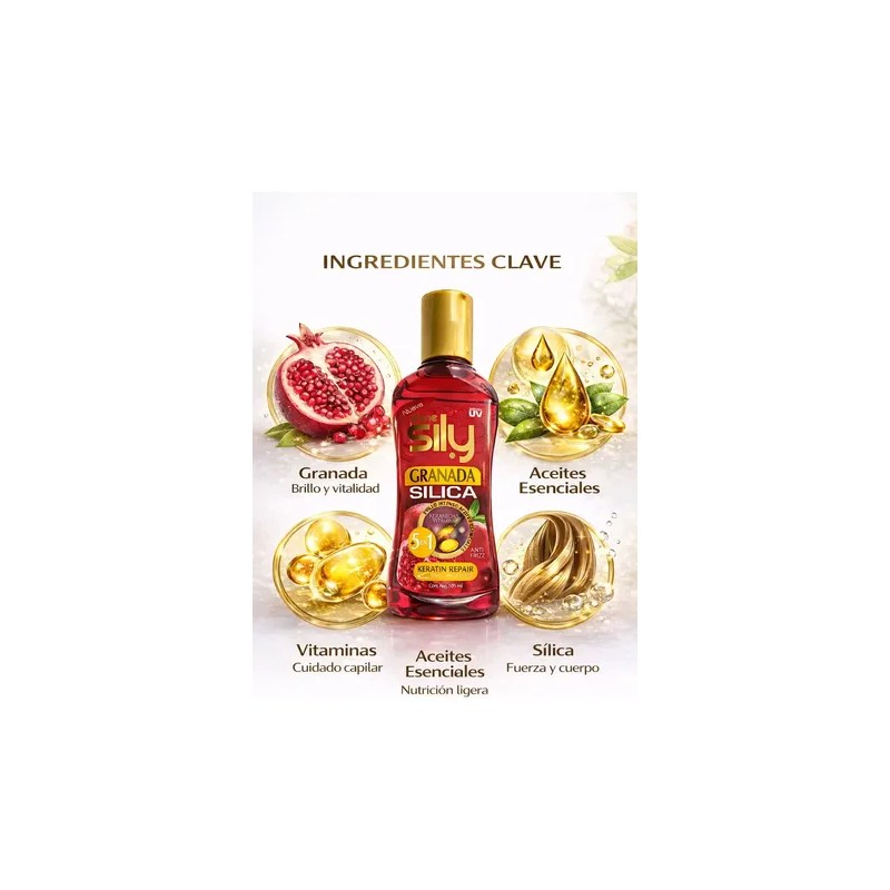 Aceite Capilar Con Sílica Y Granada Termoprotector 5 En 1
