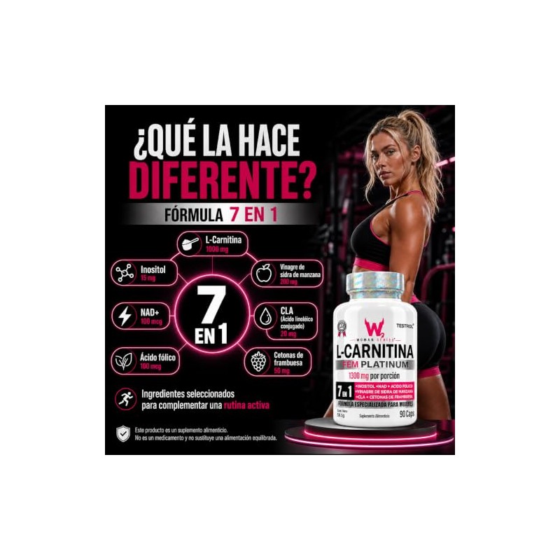 Testrol Women Series Carnitina Fem Platinum Inositol Suplemento Alimenticio Cápsulas