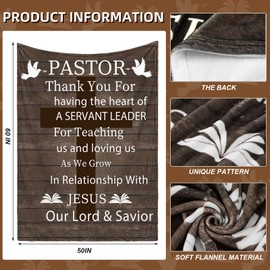 Cutecrop 2 Pcs Pastor Appreciation Gifts for Men Pastor Throw Blanket Christian Socks for Dad Grandpa(Brown,Fresh)