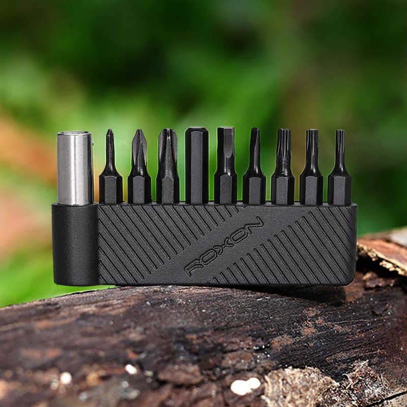 ROXON 9 Piece Bit Set with Magnetic Extended Holder for