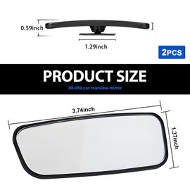 Polcatay 2 PCS Car Rear View Blind Spot Mirror, HD Convex Wide Angle Looking Glass, Rectangular Curved Wideangle Auxiliary Rearview Mirror, Universal for Most Cars (Black)