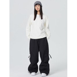 SnowElve Mens Baggy Cargo Ski Pants Super Baggy Snowboard Loose Wear-resistant Snow Pant Women Insulated Sports Waterproof (K2305,BK,XL)