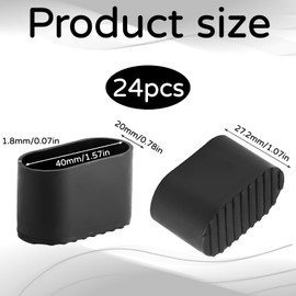 Pack of 24 Chair Leg Caps, Foot Caps for Garden Chairs, Oval Chair Leg Caps, Rectangular, Protective Caps for Chair Legs, Chair Caps for Patio Table, Cabinet, Bed Furniture (40 x 20 mm)