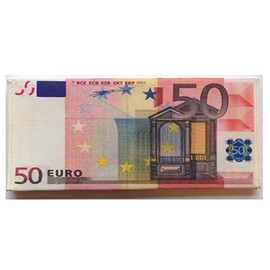 Rubber Johnnies TM Fake Bank Note Wallet, Euro 50, Hand Stitched, Adult, Note Pockets, Funny Gifts