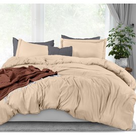 Utopia Bedding Duvet Cover King Size - 1 Duvet Cover with 2 Pillow Shams - 3 Pieces Bedding Duvet Cover with Zipper Closure - Soft Brushed Microfiber, 104 X 90 Inches (King, Beige)