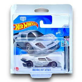 Hot Wheels Mad Mike Drift Attack (Grey & Black) 5/10 HW Modified - 2024-59/250 (Short Card) - includes a KLAS Car Keeper Protector Case - HTB66