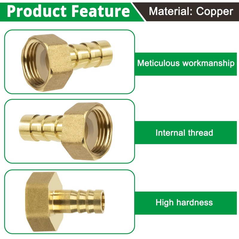 Brass Pipe Adapter, 6 Pieces 12 mm Barb x 3/4