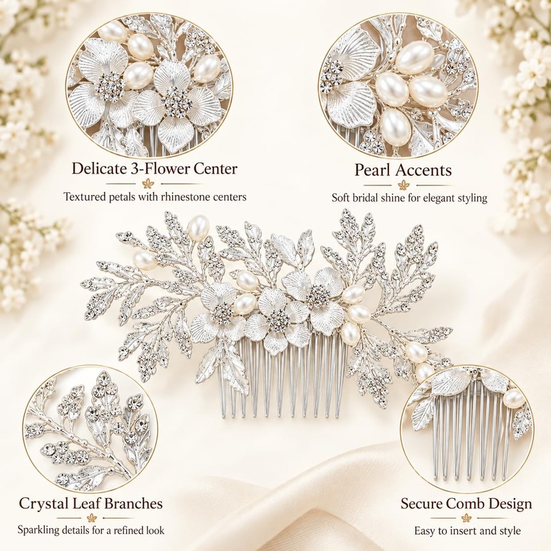 Wedding Pearl Leaf Hairpin Bridal Hairpin Handcrafted Flower Headband For