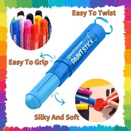 AMFUN Paint Sticks,12 Pack Washable Tempera Paint Sticks-Quick Drying, No Mess, Non-Toxic, Colors Assorted,Twist Up & Down, Easy-to-Use& Clean Up, Kids Paint Pens for for Arts and Crafts Project
