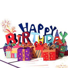 GREETING ART Pop Up Happy Birthday Card – 3D Birthday Popup Greeting Cards -Birthday Cards for Women & Men – Pop Up Cards Anniversaries Card for Fathers,Friend,Kids, Thank You Appreciation Gifts