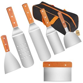 MTQ Espatula Cocina, Kit Parrillero 6 Piezas, Espátula Acero Inoxidable