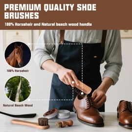 Leather Shoe Shine Kit for men-16 PCS Shoe Polish Kit Black Brown Neutral Shoe Wax,Mink Oil and Buffing Cloth for Leather Boots Care