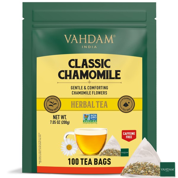 VAHDAM, Kamillen Kräutertee beutel (100 Teebeutel) | 100% natürliche Zutaten