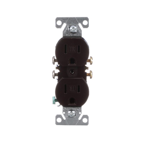 Cooper Brown Tamper Proof Dual Outlet NEMA 5-15 15A Bulk
