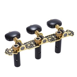 Btuty L&R 2 Pcs Acoustic Guitar Tuning Pegs 3+3 Machine Heads Short Gold Plated Black