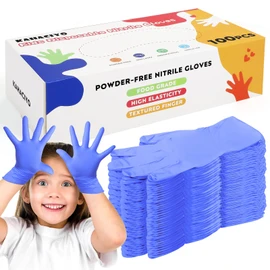 KAHACIYO Kids Nitrile Gloves, Disposable Nitrile Gloves for 4-10 Years - Latex and Powder Free -Kid Size for Cooking, Gardening Crafting, Painting, Cooking, Cleaning(100PCS)