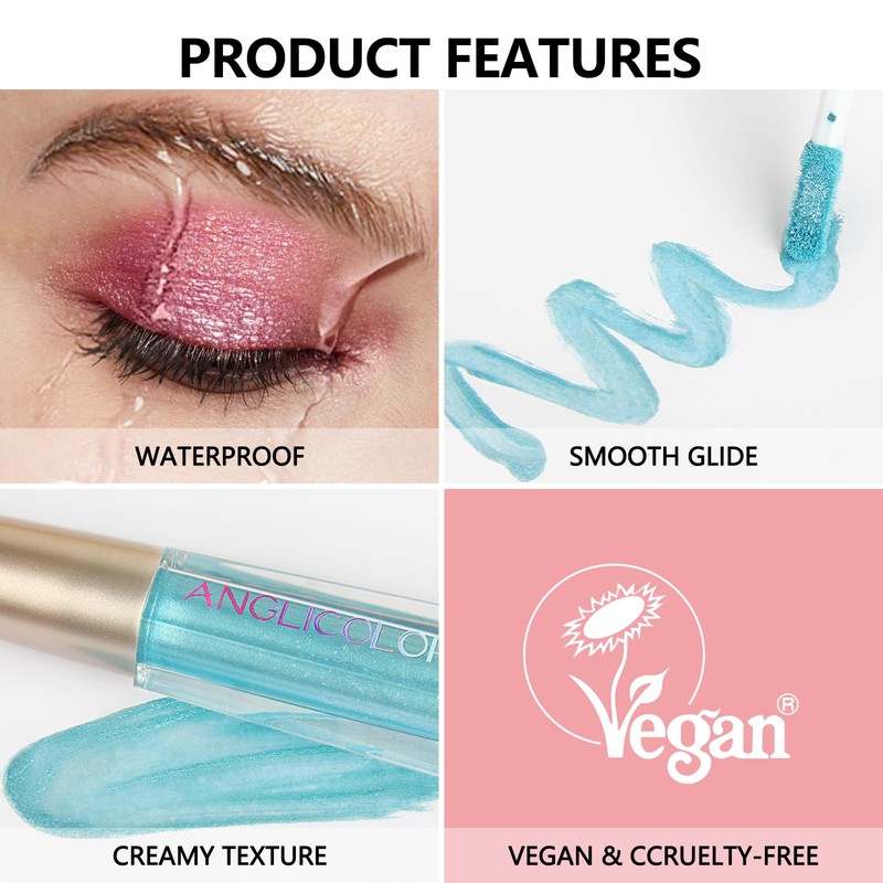 Anglicolor Eyeshadow,Liquid Glitter Eyeshadow,Highly Pigmented Glitter Gel Diamond Eyeshadow, Liquid