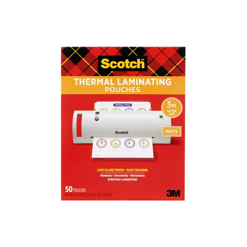 Scotch Matte Thermal Laminating Pouches, Ultra Clear with Matte Finish,