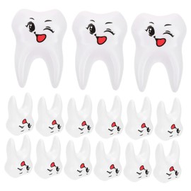 Healvian Pack of 15 Toys with Artificial Teeth, Children's Artificial Teeth, Tooth Pendant, Made of Plastic, Toy Teeth, Model, False Teeth for Jewellery, White, Cartoon, Plastic Deliveries