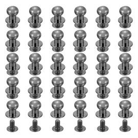 uxcell 30Pcs 9mm Chicago Screws Round Head Button Leathercraft Rivets for DIY Leather Crafting Decoration Handbag Shoes Belt Repair, Metallic Black