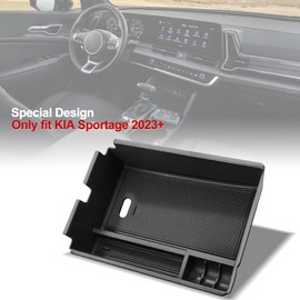 ANFOKAS for Kia Sportage Accessories 2025 2024 2023 NQ5 Car Auto Center Console Organizer Armrest Storage Box Armrest Cover Insert Tray -Black