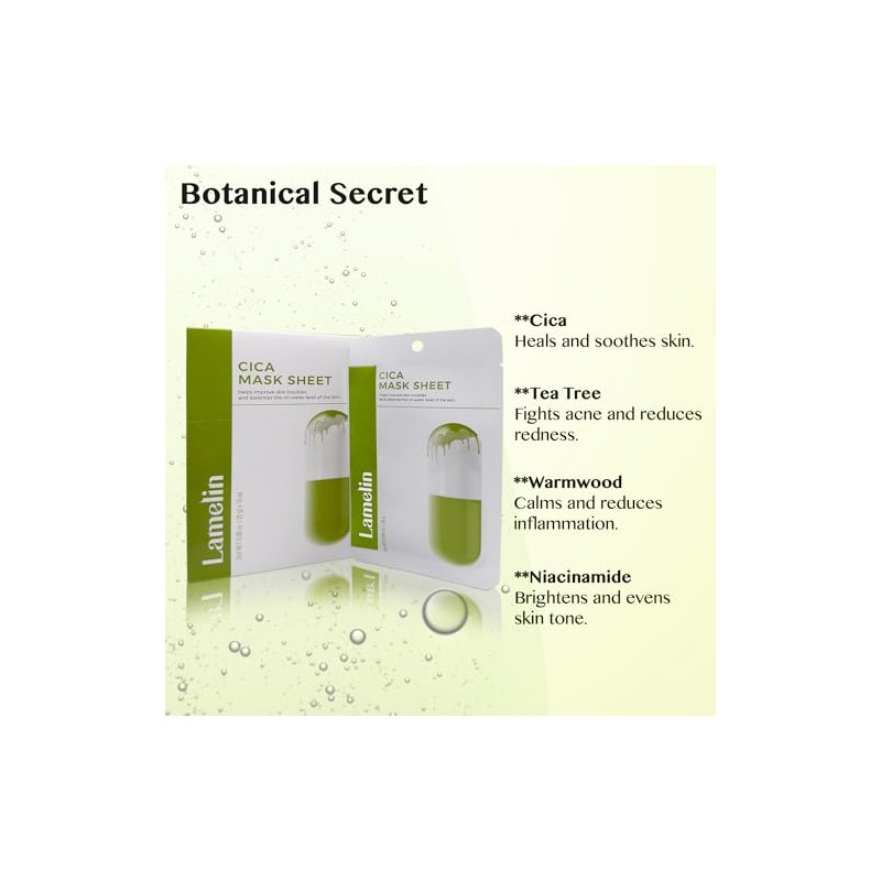 Lamelin Mascarilla De Tela Con Niacinamida Cica (Paquete De 10),
