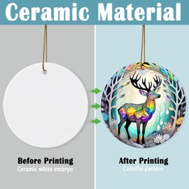 Touber Stained Ceramic Elk Ornament - Elk Christmas Ornaments - Christmas Tree Ornaments - Christmas Decorations - Elk Decor for Office, Room, Home - Holiday Present Ideas