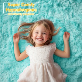 PAGISOFE Teal Rug Fluffy Shag Area Rugs for Bedroom Boys 5x7 Soft Fuzzy Shaggy Rugs for Living Room Nursery Carpet Indoor Floor Dorm Boys Girls Dorm Plush Kids Rug for Room Decor Aesthetic