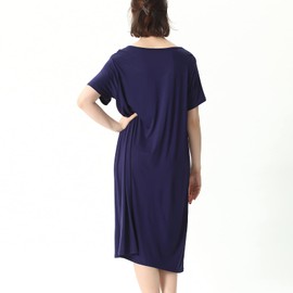 Lu's Chic Women's Plus Size Nightgown Short Sleeve Sleepwear Summer Pajama Dress Nightwear Knee Length Shirred House Pj Sleep Lounge Gown Navy 4X