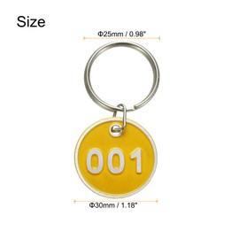 sourcing map Number Key Tags 1-100, 30mm Round Aluminum Metal Number Tags with Key Rings Numbered Keychains Luggage Labels ID Tag for Dormitory House Lockers Identification Hang Tags, Yellow