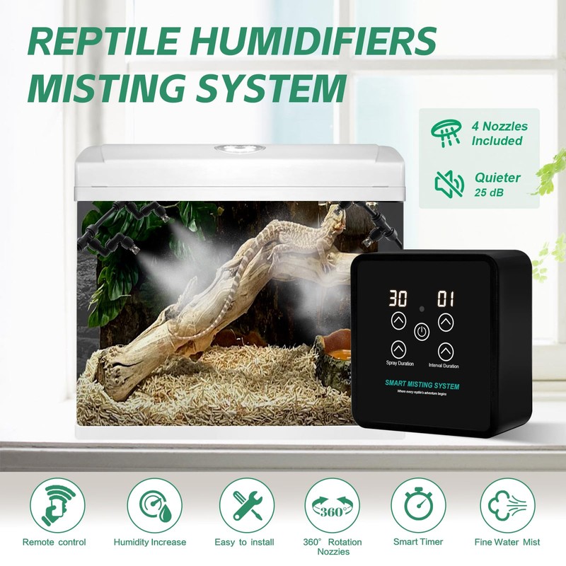 MECESOR Automatic Reptile Mister Humidifier with Timer,Programmable Terrarium Reptile Mister