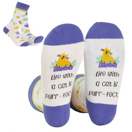 FunnyFeet Funny Socks for Women and Gifts for Mom or Wife Birthday Gifts, Christmas Stocking Stuffers, or Fun Gifts for Women, Cats, 10