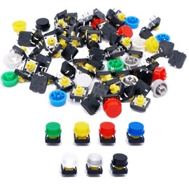TWTADE/140PCS Tactile Push Button Switch 4 Pin Momentary Tact Switches 12x12x7.3mm with 7 Color Switch Caps (70Sets)