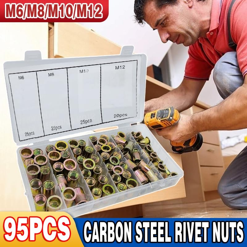 Comprehensive 95-Piece Carbon Steel Rivet Nut Set - Flange Blind
