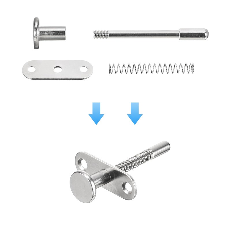 sourcing map Plunger Latches, 6.5x65mm/0.26x2.56inch Steel Spring-Loaded Bolt Plunger Latch