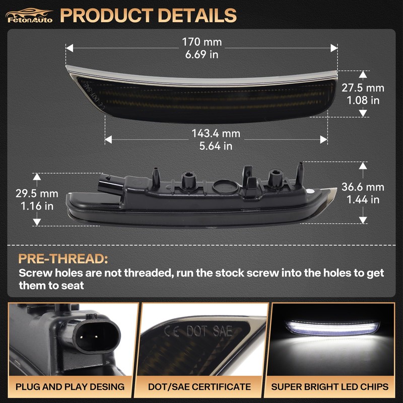 Dynamic LED Side Marker Light for Dodge Durango 2021 2022