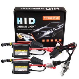 H4 - Bombillas HID para faros delanteros de 6000 K, color blanco xenón con 55 W DC Slim HID de balasto por Yifengshun superbrillante xenón HID para haz alto y bajo (2 bombillas de xenón + 2 balastos)