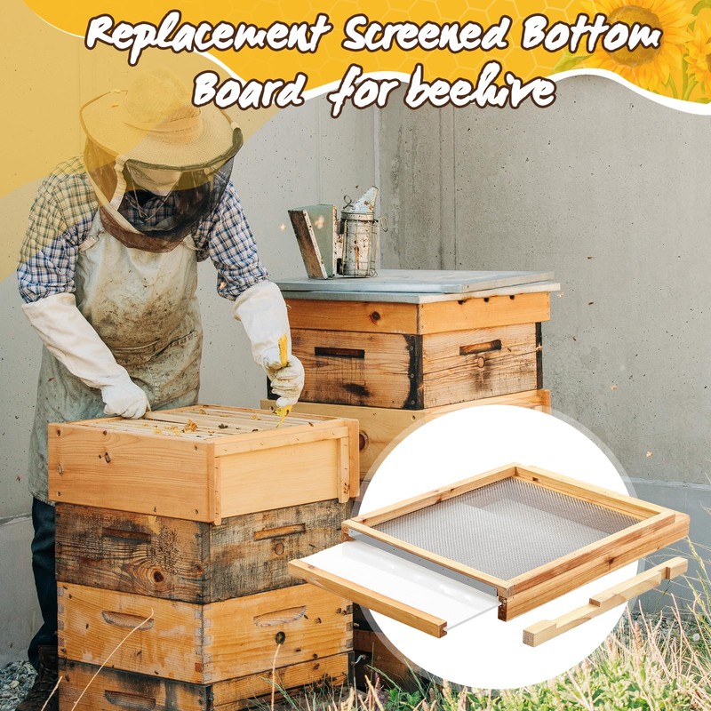 DoubleFill 3 Pcs 10 Frame Beehive Screened Bottom Board Dipped