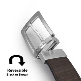 Corkor Men's Reversible Ratchet Belt, 35 mm Wide, Vegan, Cork Leather, Black or brown