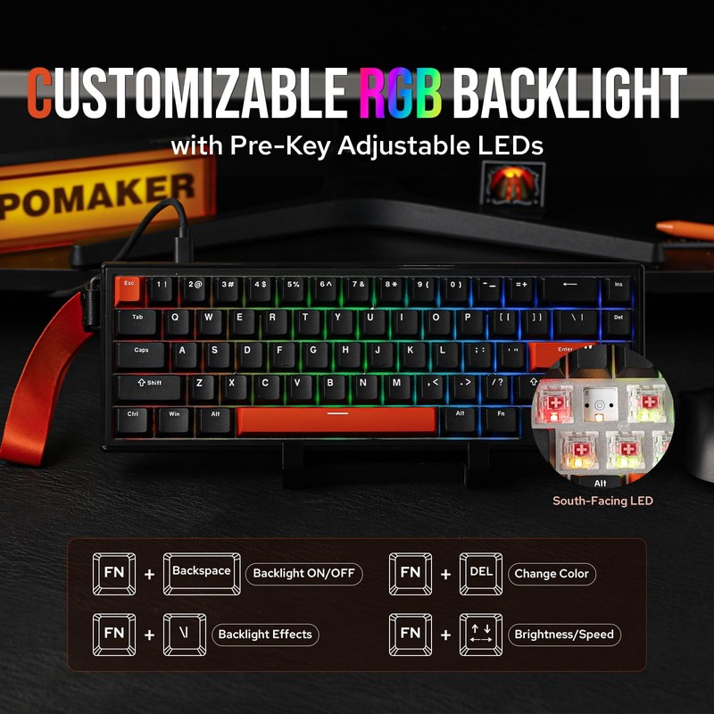 EPOMAKER HE68 Hall Effect Keyboard, 8000hz Polling, 0.01mm Adjustable Trigger,