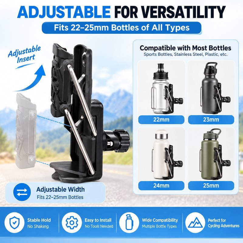 Motorcycle & Bike Cup Holder for Handlebar – Automatic Clamping