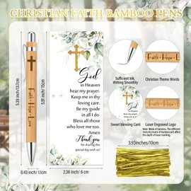 Trandraft 50 Sets Christian Party Favor bulk Include Bible Verse Inspirational Bamboo Pens Faith Hope Love First Communion Pens Baptism Party Religiou Favor Sunday School Supply for Women Men