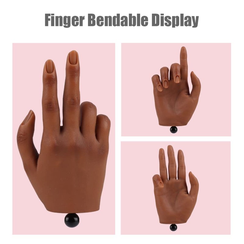 Practice Hand for Acrylic Nails with Stand Bracket, Silicone Fake