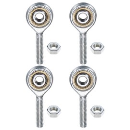 M METERXITY 4-Pack POSA6 Rod End Bearing, M6x1.0 Left Thread Self-Lubricating Male Thread Steel Joint Rod Ends W Jam Nuts for Forging Machine Tools