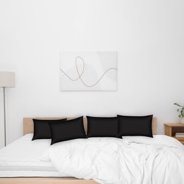 Primeone 2 Pack Satin Pillowcase for Hair and Skin Cooling, Similar to Silk Pillowcase, Pillow Cases 2 Pack with Envelope Closure, Gifts For Women, Standard Size 50x75 cm (Black)